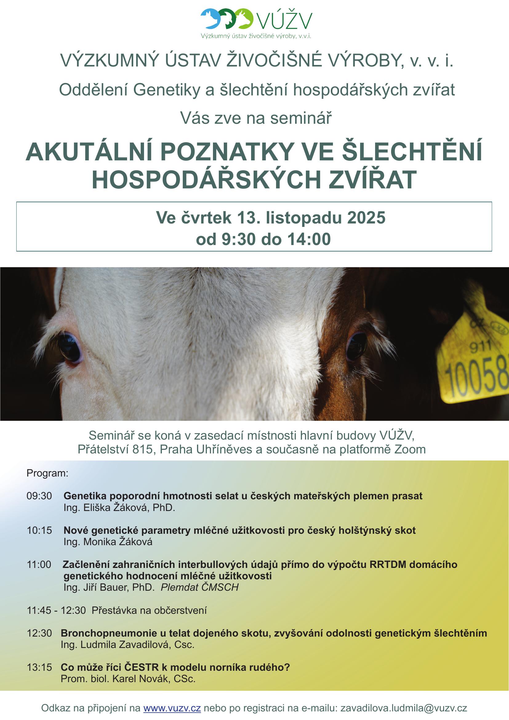Aktualni poznatky ve slechteni hospodarskych zvirat 2025