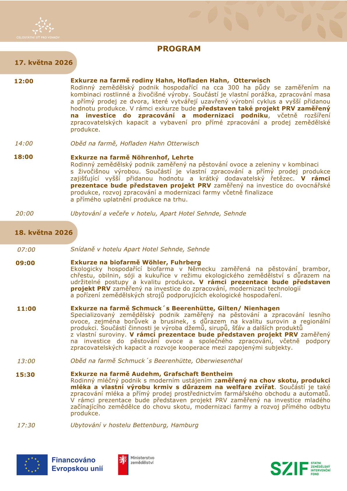 Pozvanka na akci Po farmach do severniho Nemecka 2