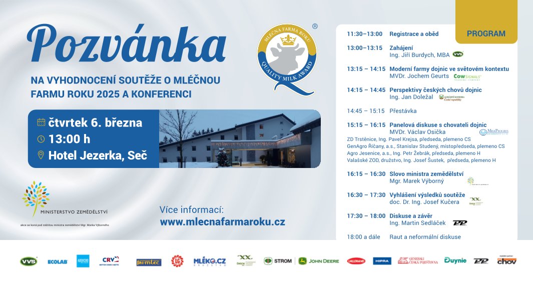 Pozvánka Mléčná farma roku 2025