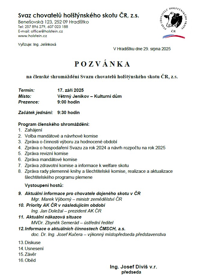 pozvánka členské 2025