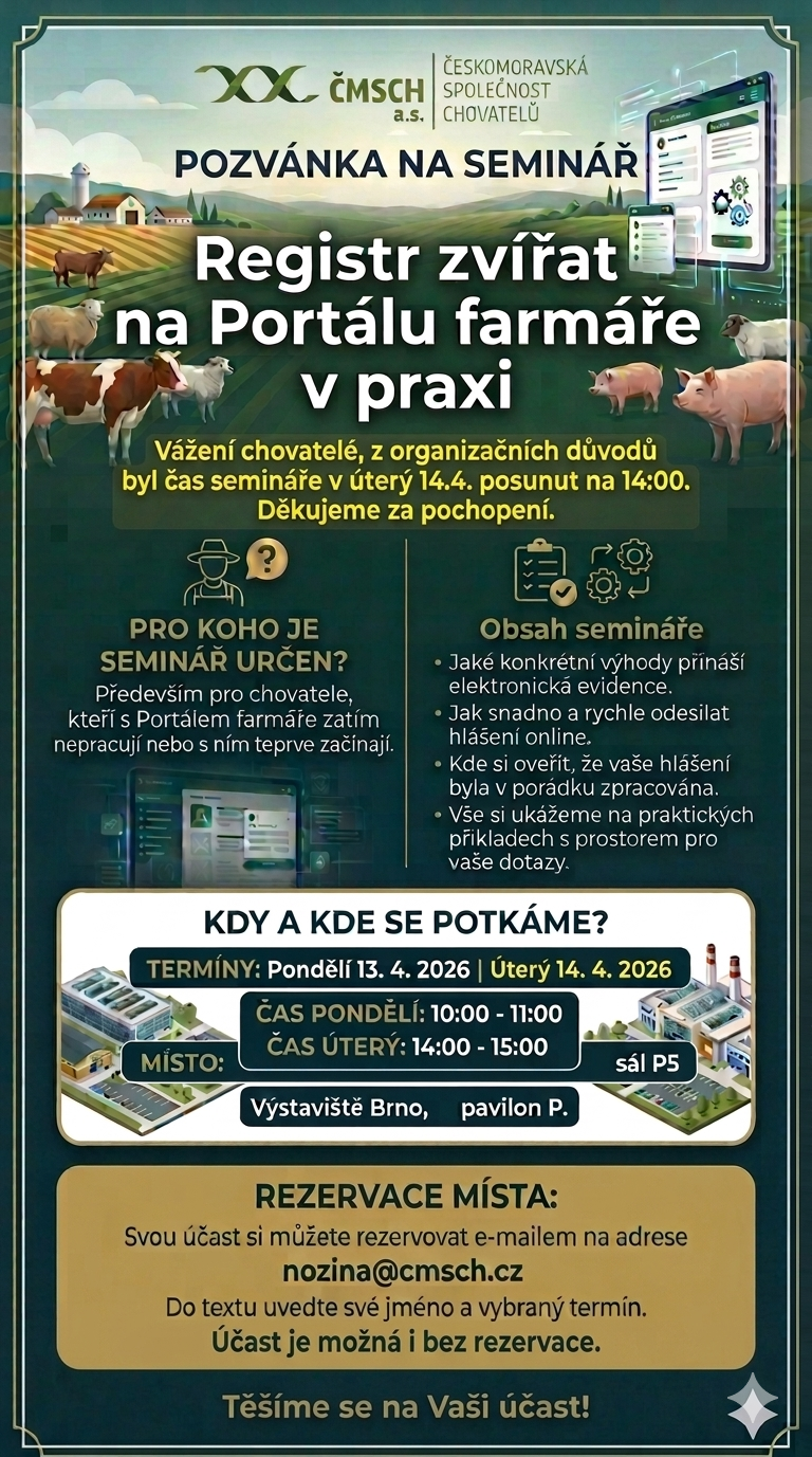 REGISTR ZVÍŘAT NA PORTÁLU FARMÁŘE V PRAXI